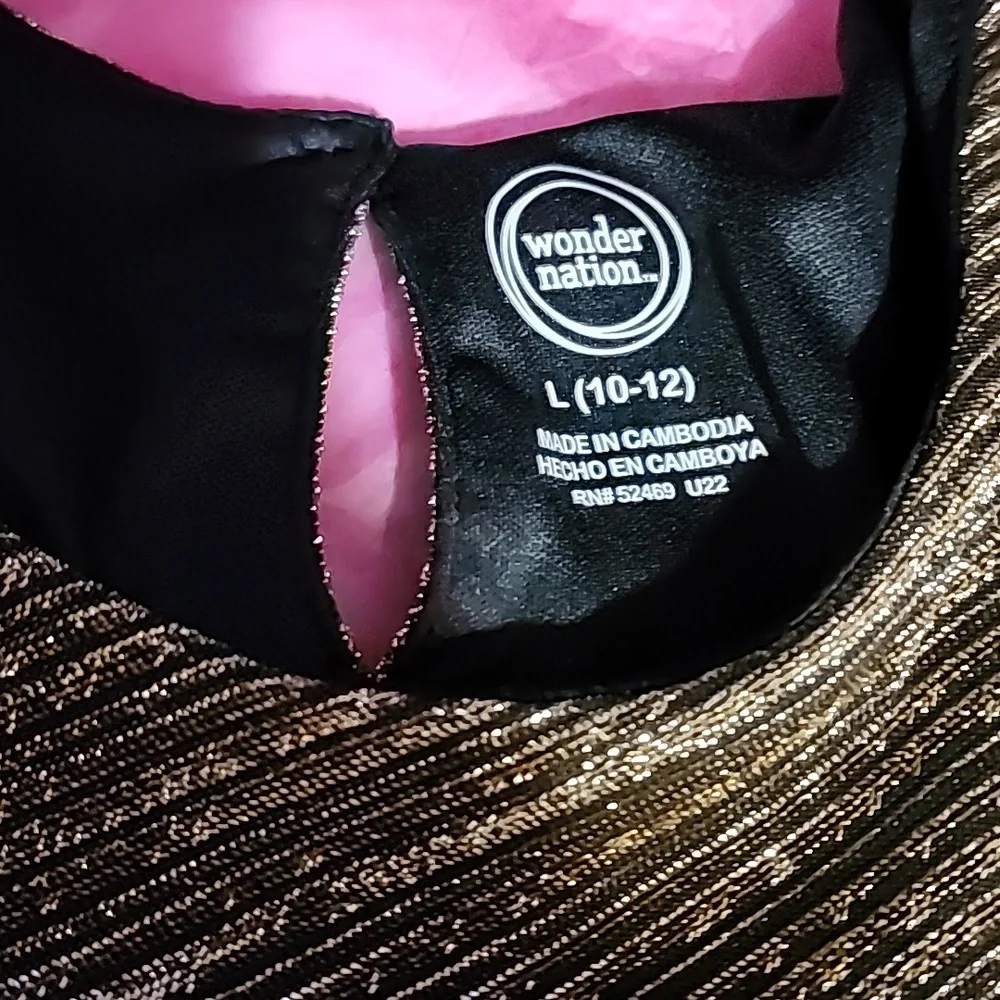 WONDER NATION  GIRLS METALLIC BABYDOLL DRESS 👗 - Picture 2 of 9